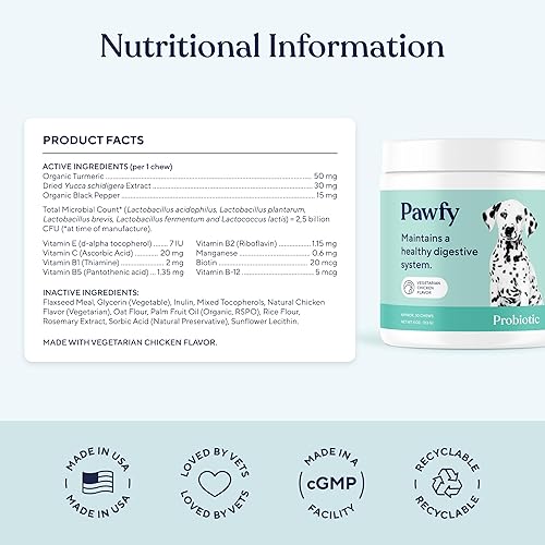 Miniatura 4 de Pawfy Probióticos para perros Apoya la salud digestiva, la diarrea para perros pequeños y grandes Mejora la salud intestinal Suplementos