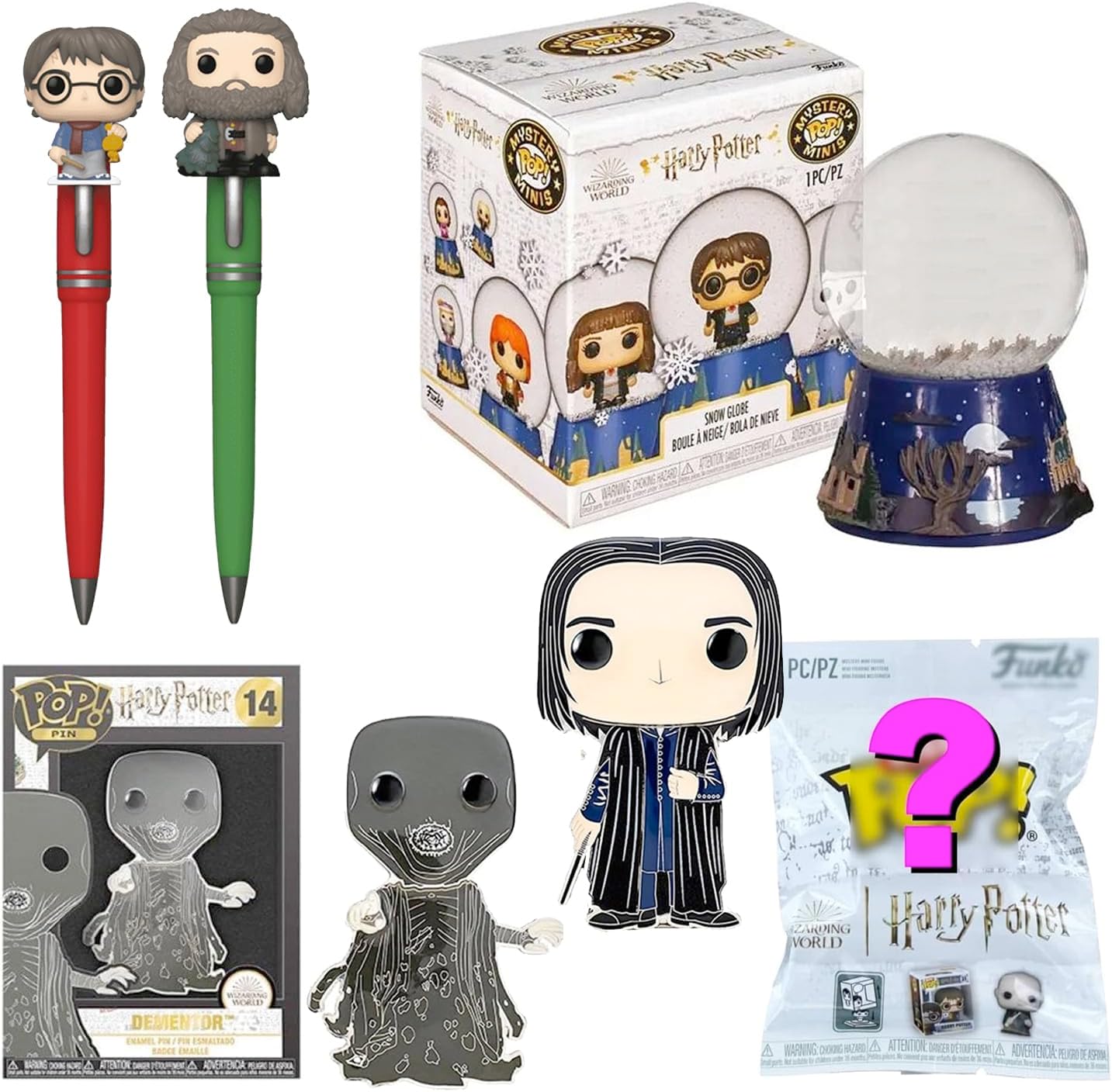 Bitty Spells Pop! Mini Character Bundled with Harry Potter Mini Blind Bag + Hagrid/Dementor Snape Display + House Globe 3-Items