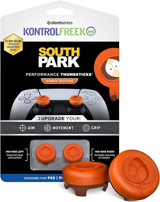 KontrolFreek South Park: Kenny Edition Performance Thumbsticks for PlayStation 4 (PS4) and PlayStation 5 (PS5) Controller | Mid-Rise, Concave | Orange