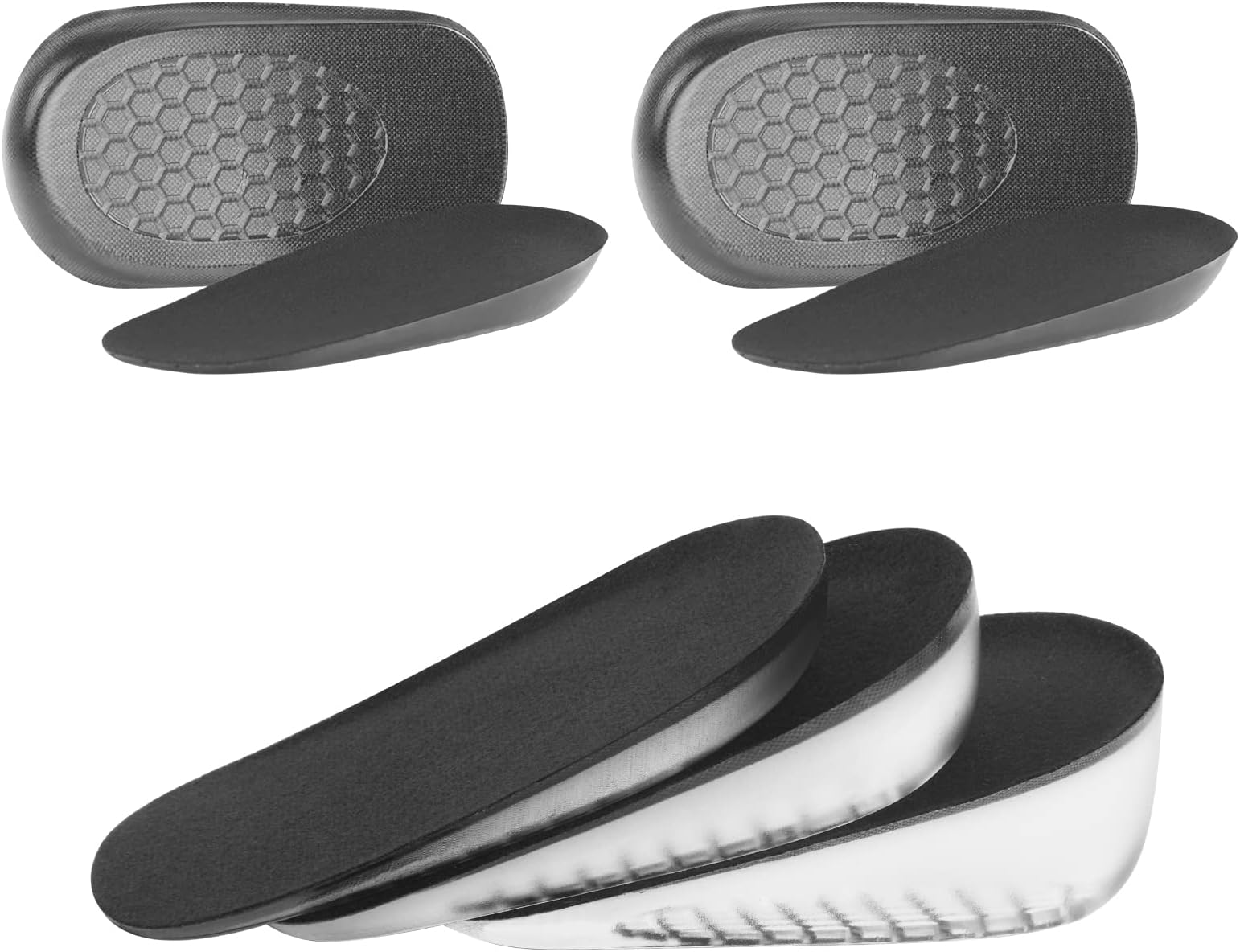 URAQT Gel Height Increase Insole, 2 Pairs Invisible Heel Lift Inserts, Elastic Shock Absorption Heel Cushion Pads Half Increased Heel Shoe Lifts, Elevator Shoe Insoles for Men and Women