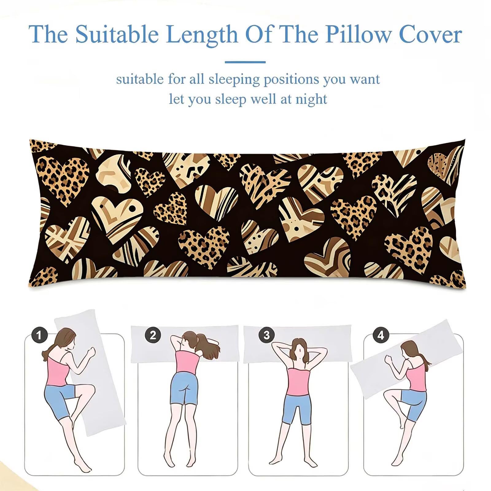 Nero-2 Federe Cuscino Letto 50 x 150 cm, Grande Cuscini per Divano Lino, | Doppia Faccia Stampa, Stampa leopardata Fodera per Cuscino Decorativa, con Cerniera, Cuscino Dormire Sul Fianco j-186