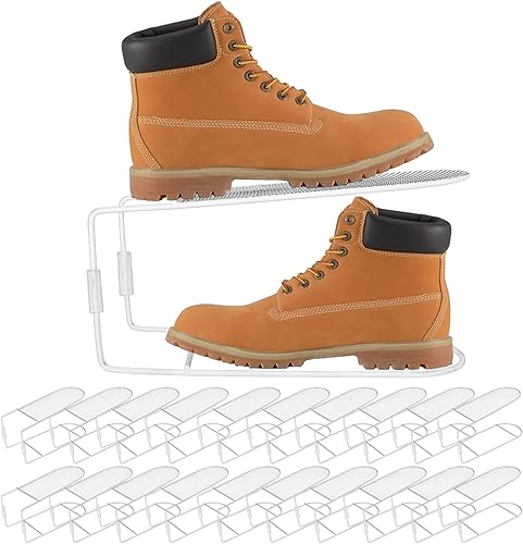 Miniatura 8 de Paquete de 12 ranuras para zapatos, apilador de zapatos de metal, organizadores de almacenamiento de zapatos para armario, ahorro de espacio,