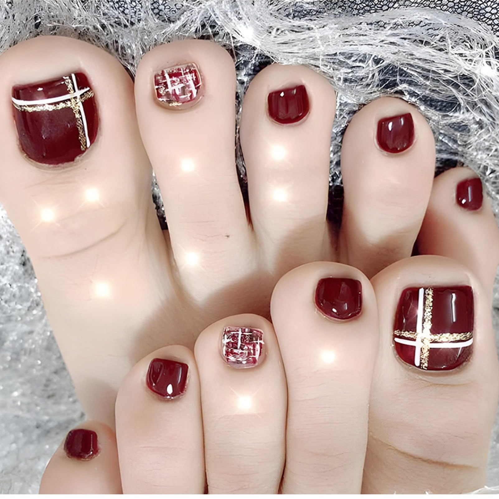 Amazon | ネイルチップ ショート 接着剤付きかわいい 24枚 フット  