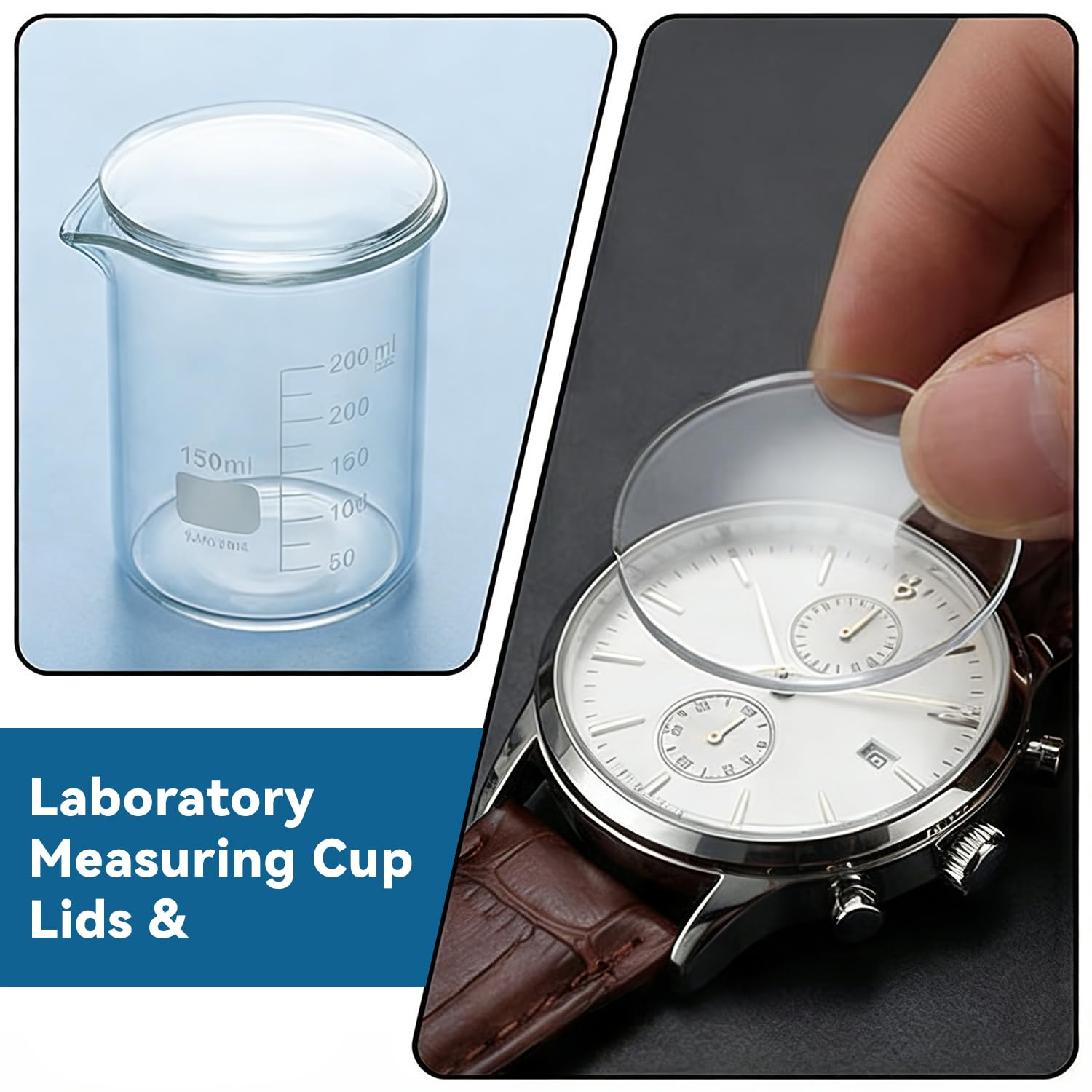 Kit di lenti in vetro per orologio da 34 pezzi Vetro minerale convesso concavo ad posteriore per coperchi di misurini da laboratorio e riparazione di orologi (16 x 35 mm)