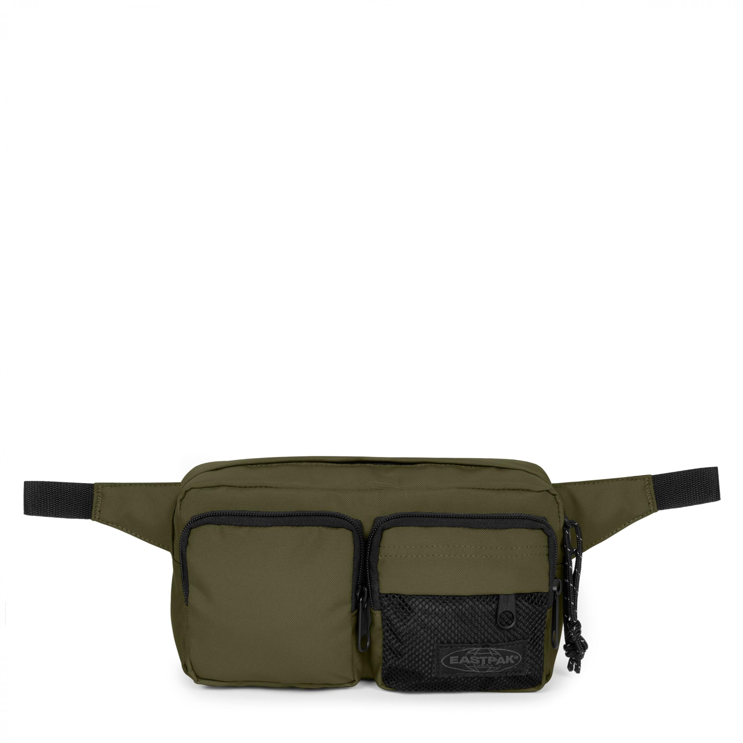Eastpak Double Crossbody – 3L Adjustable Strap Belt Bag, Dark Grass | Water-Resistant Bag with Dual Front Zip Pockets, Travel Fanny Pack