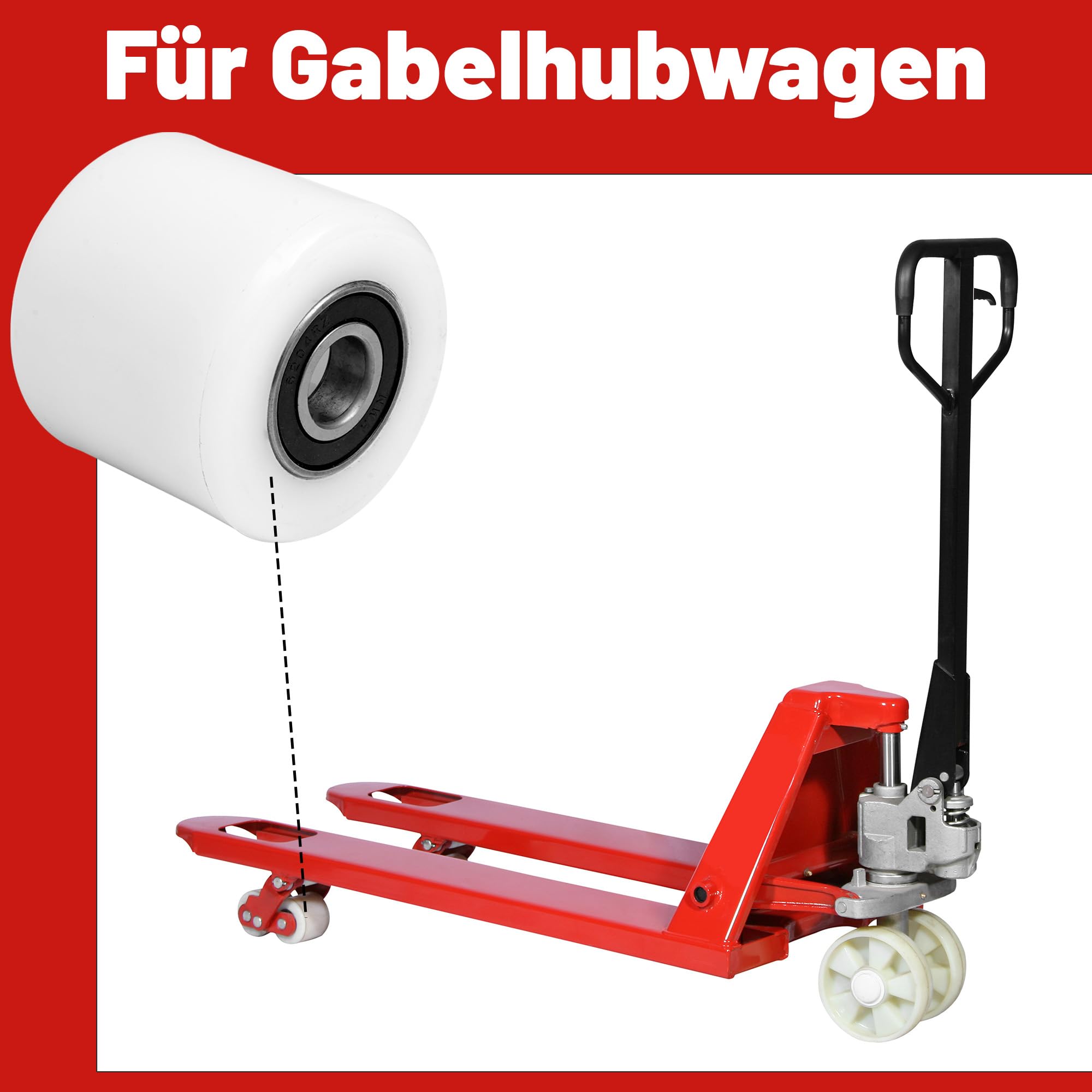4 Stück Nylon Hubwagen Rollen 80 x 70 mm Laufrollen mit Kugellager Rollen für Hubwagen Ersatzrollen
