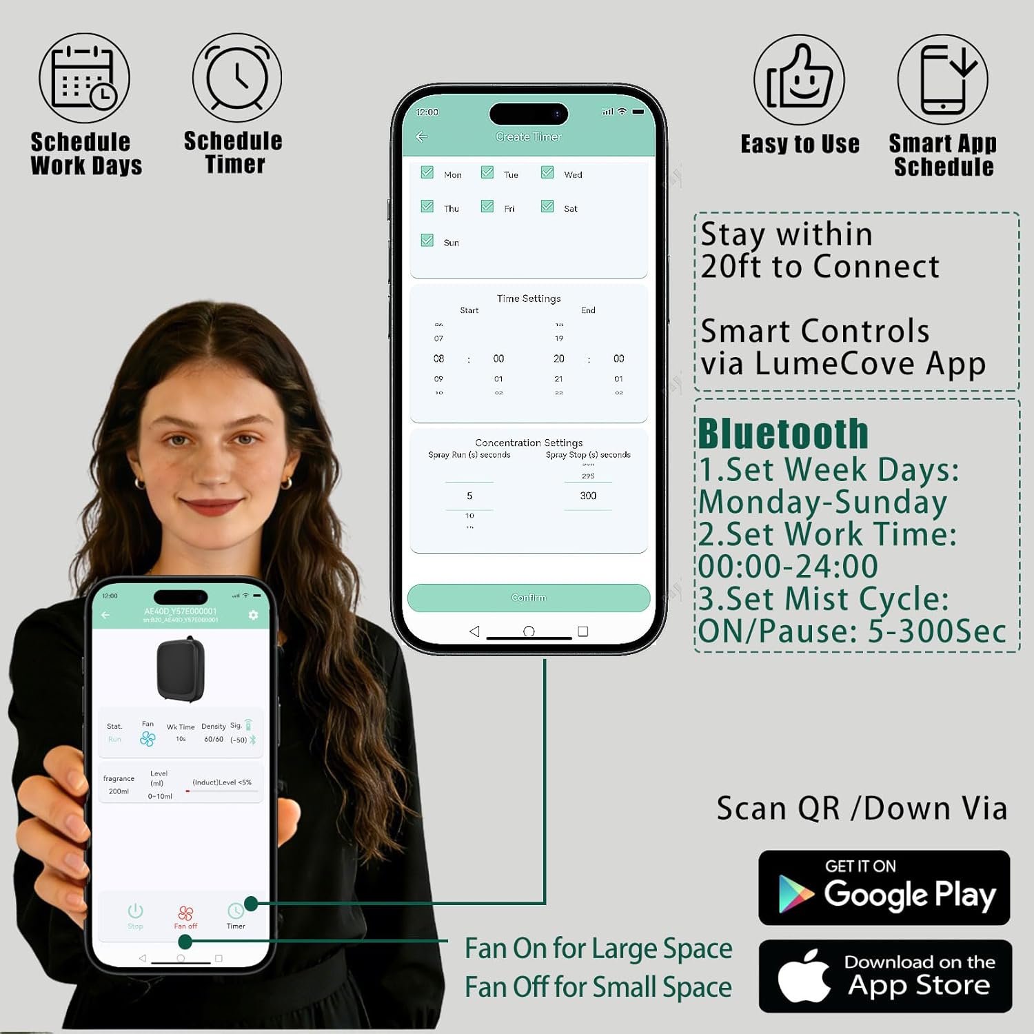 Waterless Essential Oil Diffuser for Home and Commercial Use, Up to 3000 sq ft, Aromatherapy Scent Diffuser for Large Rooms with Smart APP (Oils Not Included) White - Image 5