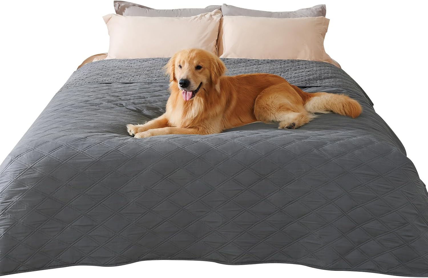 Luciphia 100% Waterproof Couch Cover Blanket for Dogs Anti-Slip Pet Couch Protector Sofa Mat Puppy Cat Blanket with Non-Slip Bottom, Grey, 82x102 Inch