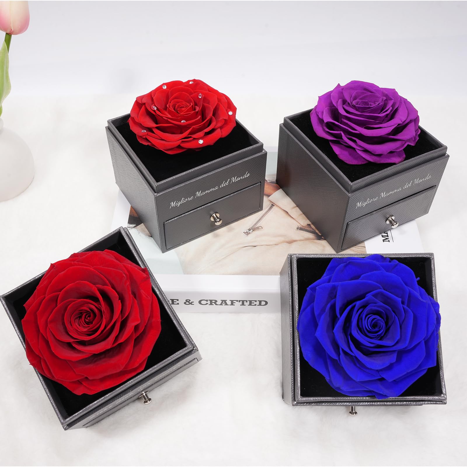 Festa della Mamma Idee Regalo, Rosa Eterna con Collana Argento 925, Migliore Mamma del Mondo, Rosa Stabilizzata Vera, Regalo Mamma Compleanno, Festa della Mamma dal Daughter