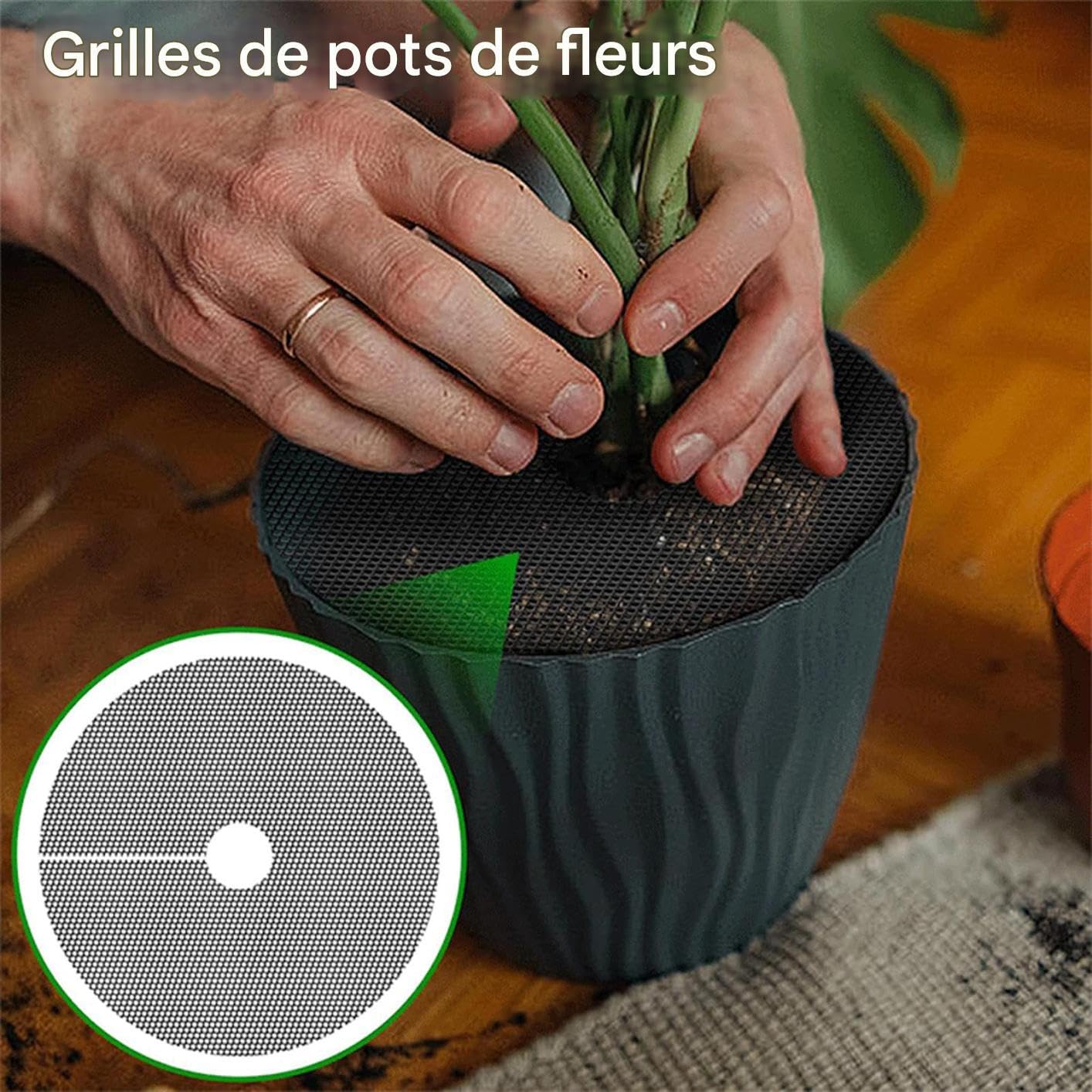 Grille De Protection pour Pot De Plan-tes & Fleurs Diamètre 40 cm - Empêche Les Chats De Creuser dans Le Sol - Empêche Chats Et Écureuils D'entrer dans Les Pots De Fleurs