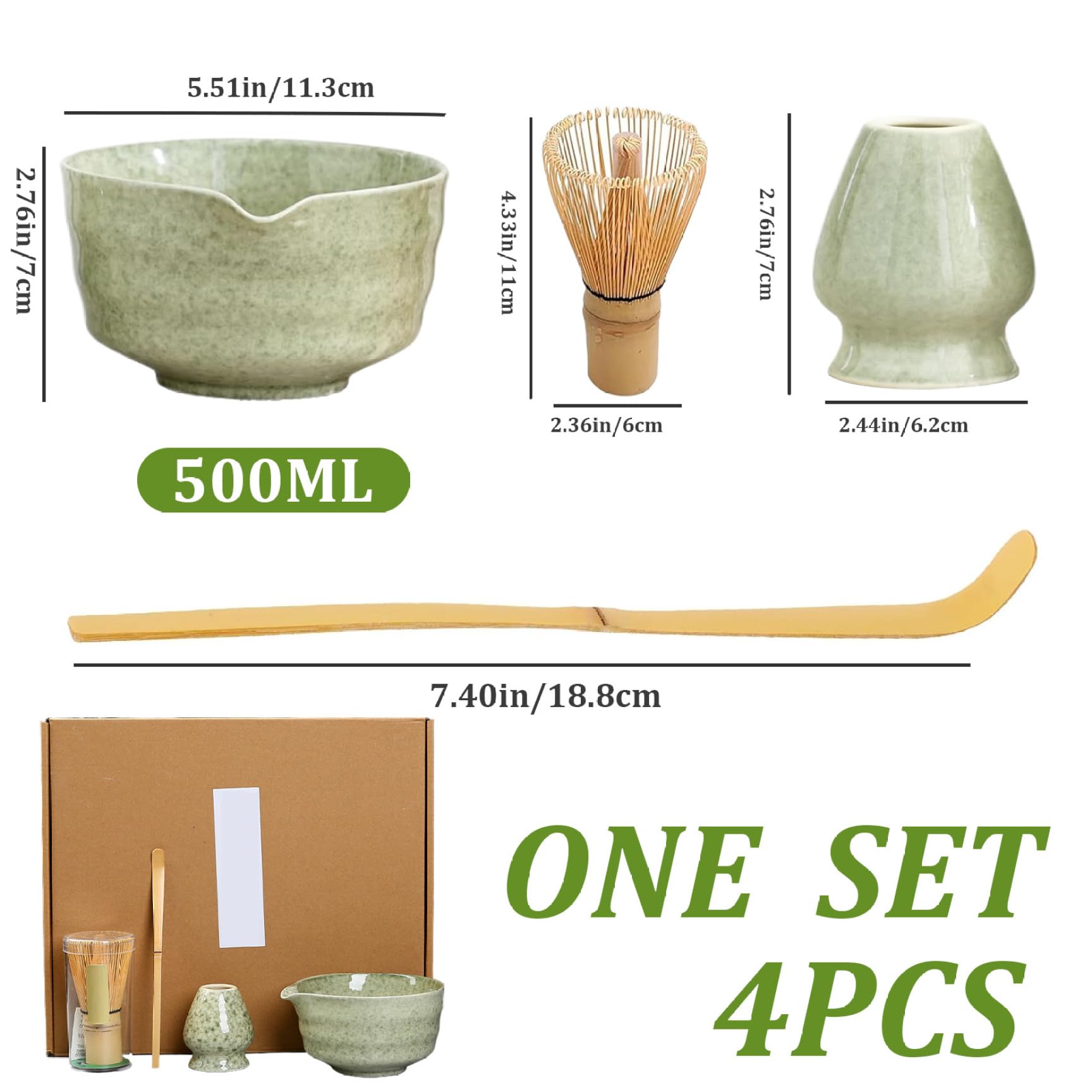 Set Di Kit Per Matcha, Frusta Per Matcha In Ceramica, Include Ciotola Per Matcha Con Beccuccio, Portafruste Per Matcha, Strega In Bambù Ed Elegante