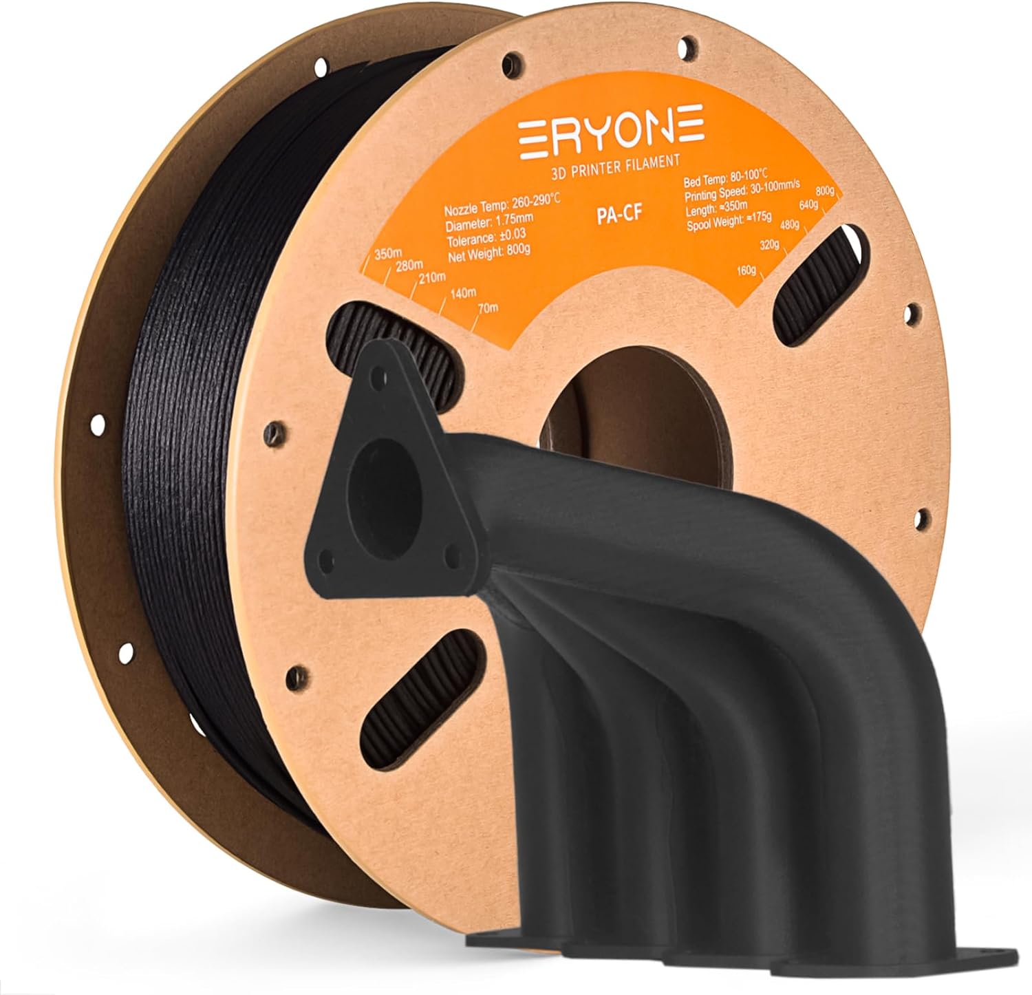 ERYONE Nylon Filament 3D Printer Filament, Polyamide (PA) 1.75mm +/- 0.03mm, Fit Most FDM Printer, 800g/Spool, PA12 Carbon Fiber, PA12 CF Black