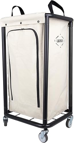 Miniatura 2 de Cesta de lavandería con ruedas – Organizador de ropa de lona extraíble para la habitación del hogar – Contenedor de lavandería de metal resistente