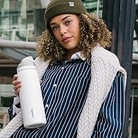 Vista 7 de Botella de agua aislada de acero inoxidable Owala FreeSip con pajita, botella de agua sin BPA para deportes, ideal para viajes, 32 onzas, Shy