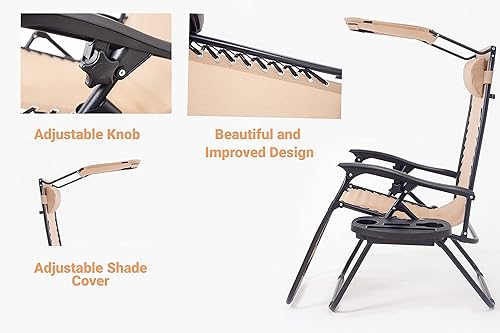 Miniatura 6 de BTEXPERT Funda ajustable de malla de acero para silla de gravedad cero para exteriores, patio, reclinable, playa, patio, jardín con almohada para