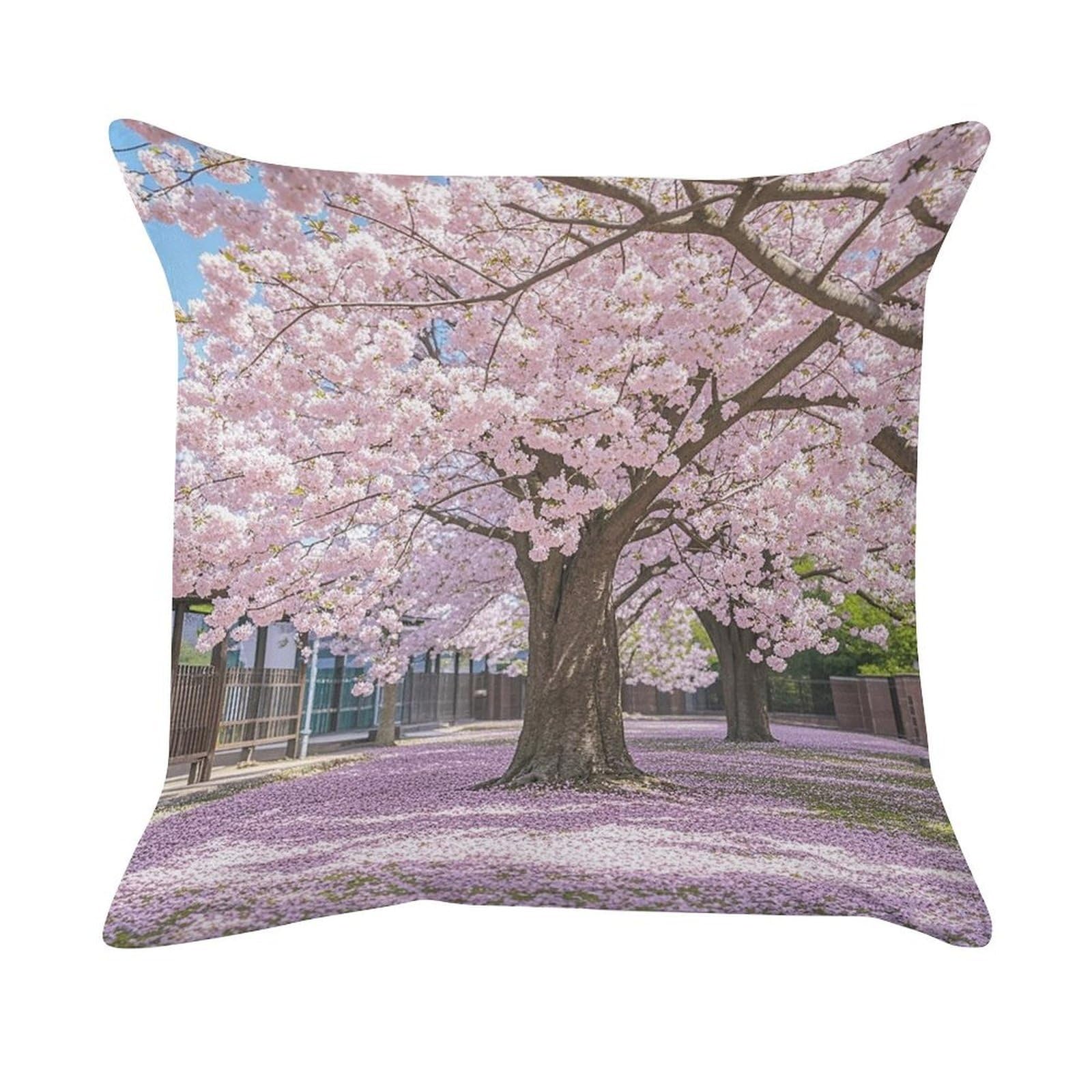 FekiLoot Cherry Blossom Pillow Covers Luxury Velvet Square Pillowcases Throw Pillows Case with Invisible Zipper Decorative Velvet Cushion Covers Ultra Soft Lumbar Pillow Shells