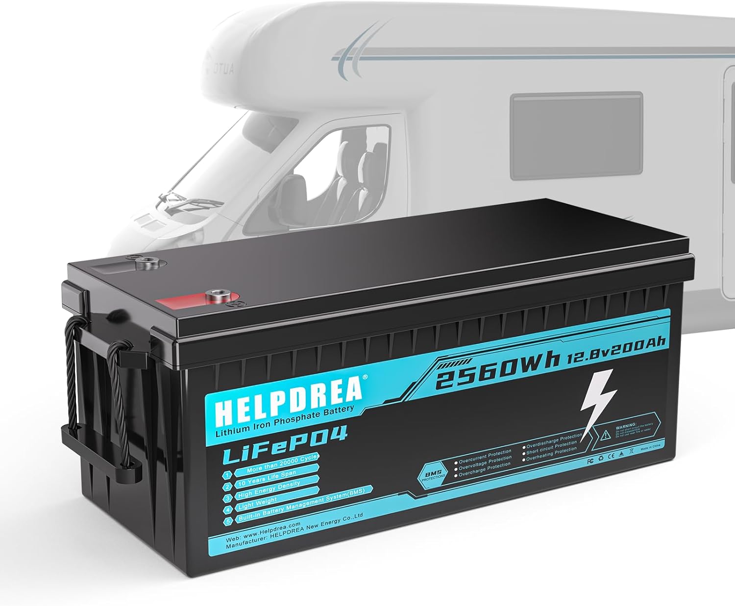 12V 100Ah LiFePO4 Lithium Battery with 100A BMS, 12V Deep Cycle Rechargeable Lithium Iron Phosphate Rechargeable Battery perfect for Solar, Marine, RV, Outdoor Camping, Home Energy Storage