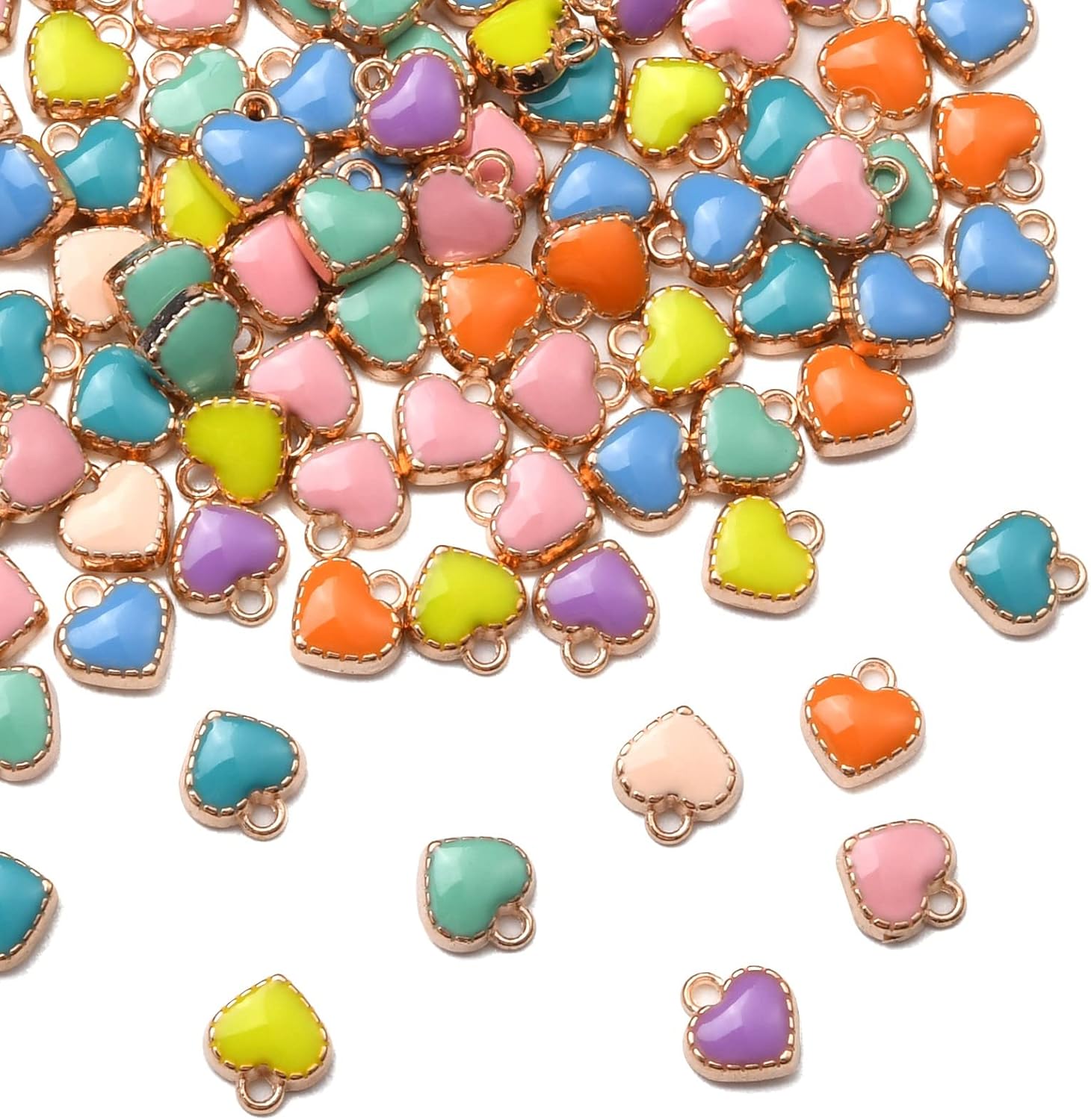 DanLingJewelry 100 pcs Random Color Enamel Guitar Charms - Colorful Musical Instrument Charms for Jewelry Making Bulk