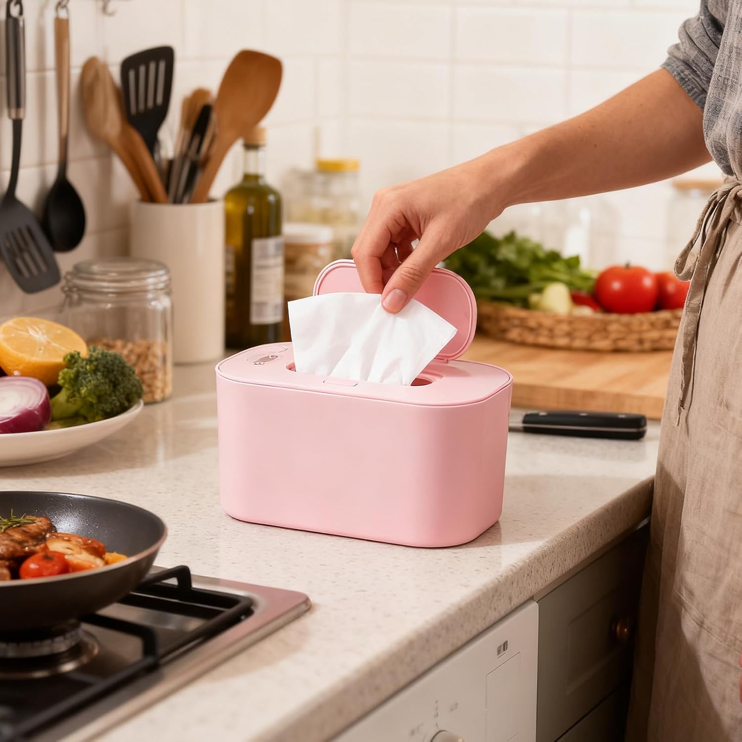 Portable Wipe Warmer, Gentle Warming with LED Display, 20x12x9.5cm, USB Wipe Heater, Diaper Warmer, Adjustable Temperature Control, for B-Abies at Home, Nursery, Daycare, Or While Traveling