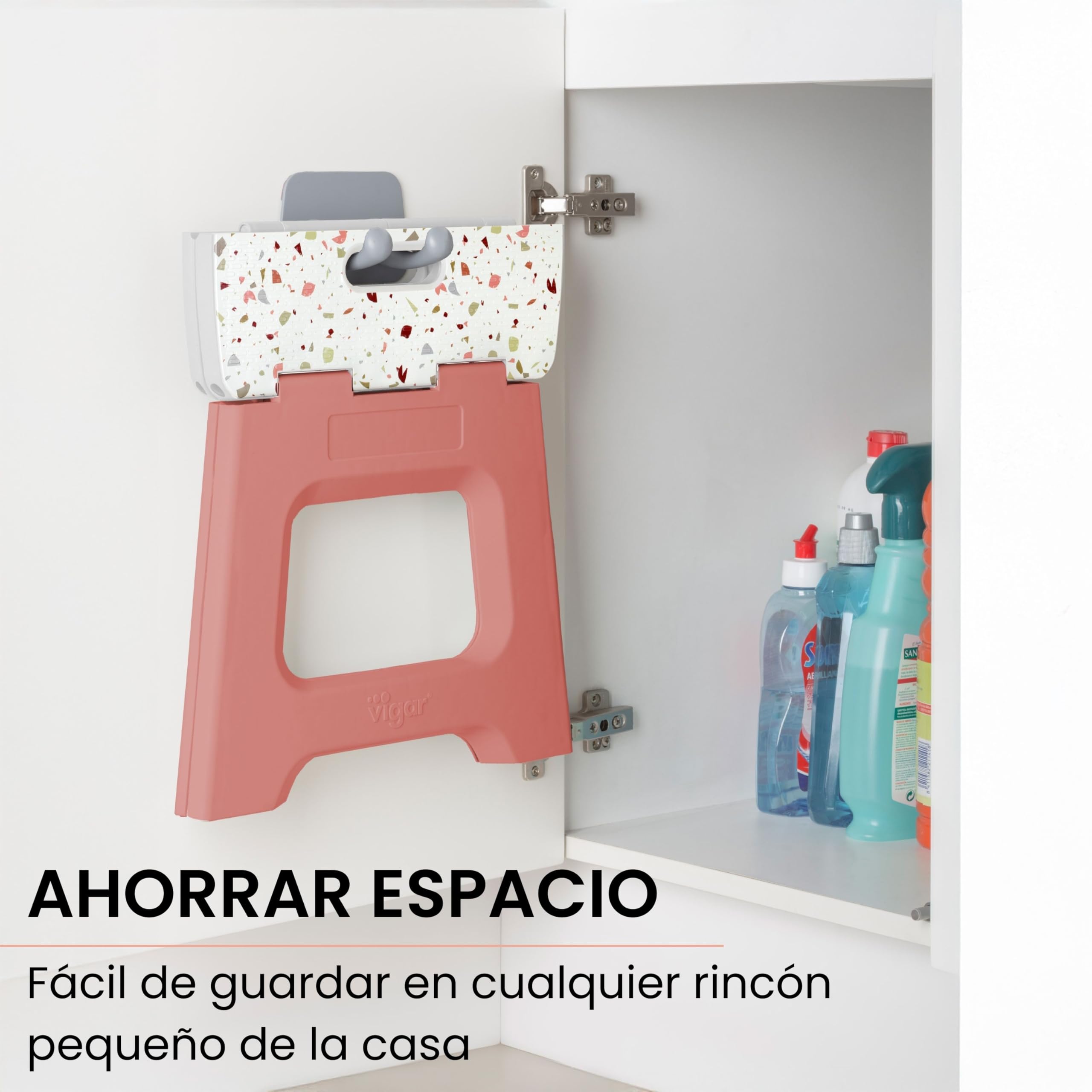 Vigar Taburete Plegable Compact 27 cm Plástico Reciclado Salmón