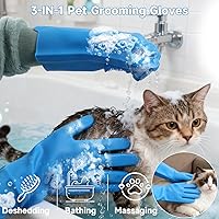 IDQQUQQ 3PCS Dog Bath Kit: Super Absorbent 40x23.6in Grooming Towel, Bath Gloves & Shampoo Brush for Easy Pet Shower & Massage