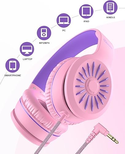 Miniatura 5 de ELECDER i45 - Auriculares de diadema con micrófono, auriculares estéreo plegables con cable de 1.5 M, conector de 0.138 in, auriculares portátiles
