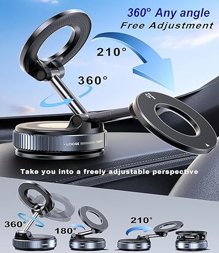 Miniatura 2 de Soporte magnético de teléfono para automóvil mejorado al vacío 2026, reforzado en 360, 98 libras, soporte de teléfono con ventosa ultra para