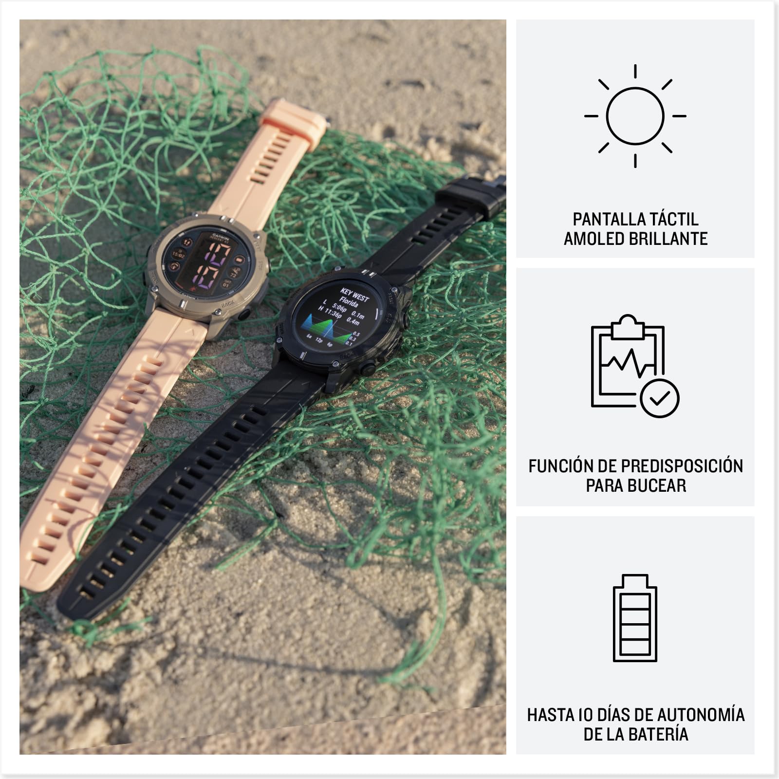 Garmin Descent G2, Smartwatch de Buceo Resistente con GPS, Pantalla AMOLED, Múltiples Modos de Buceo, Clasificación 10 ATM, Funciones de Salud y Bienestar, hasta 10 días de autonomía, Rosa