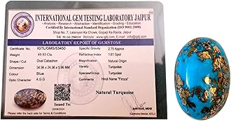 - IGL Natural Firoza Double Polished Feroza/Turquoise Certified Gemstones - Attracts Prosperity & Financial Opportunities | For Ring and Pendants - for Men & Women - 50.73 Carats