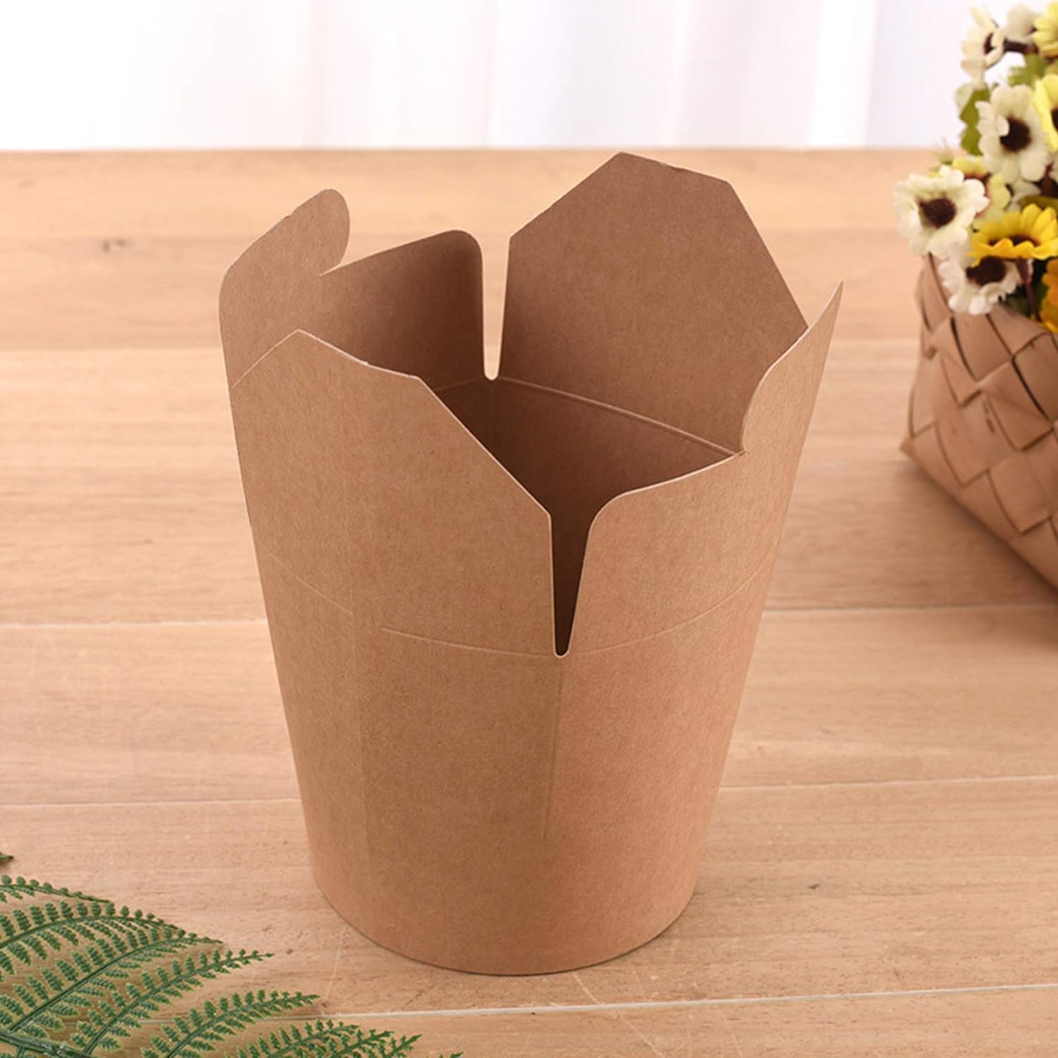 Contenedores Desechables De Papel Kraft Para Llevar, Contenedores De Alimentos Biodegradables Para Llevar Fríos Y Calientes, Contenedores De Almacenamiento De Alimentos Marrón Kraft Con Dise