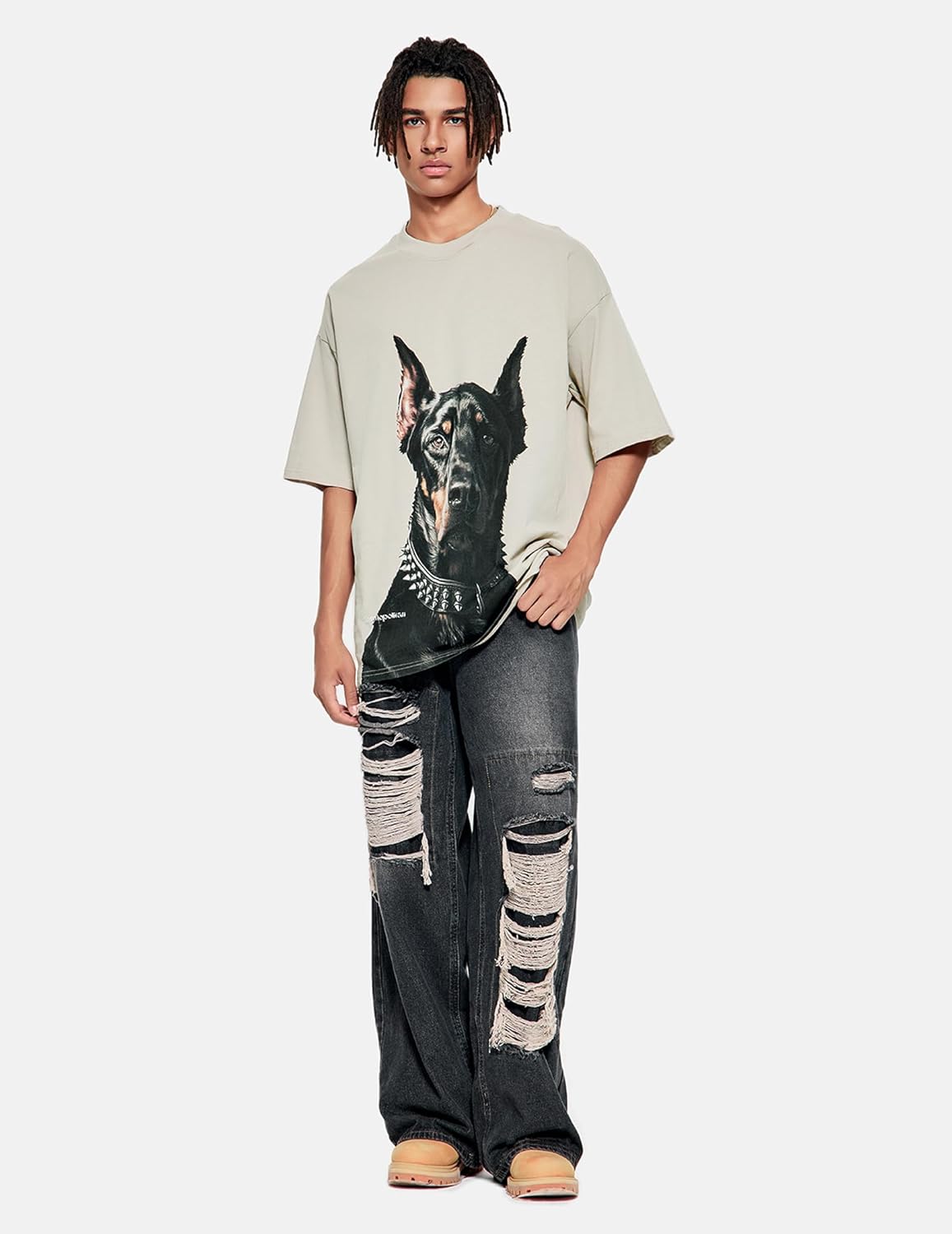 Vamtac Mens Oversized Doberman Graphic Tees Shirt Casual Summer Tops Streetwear Aesthetic T-Shirt - Image 5