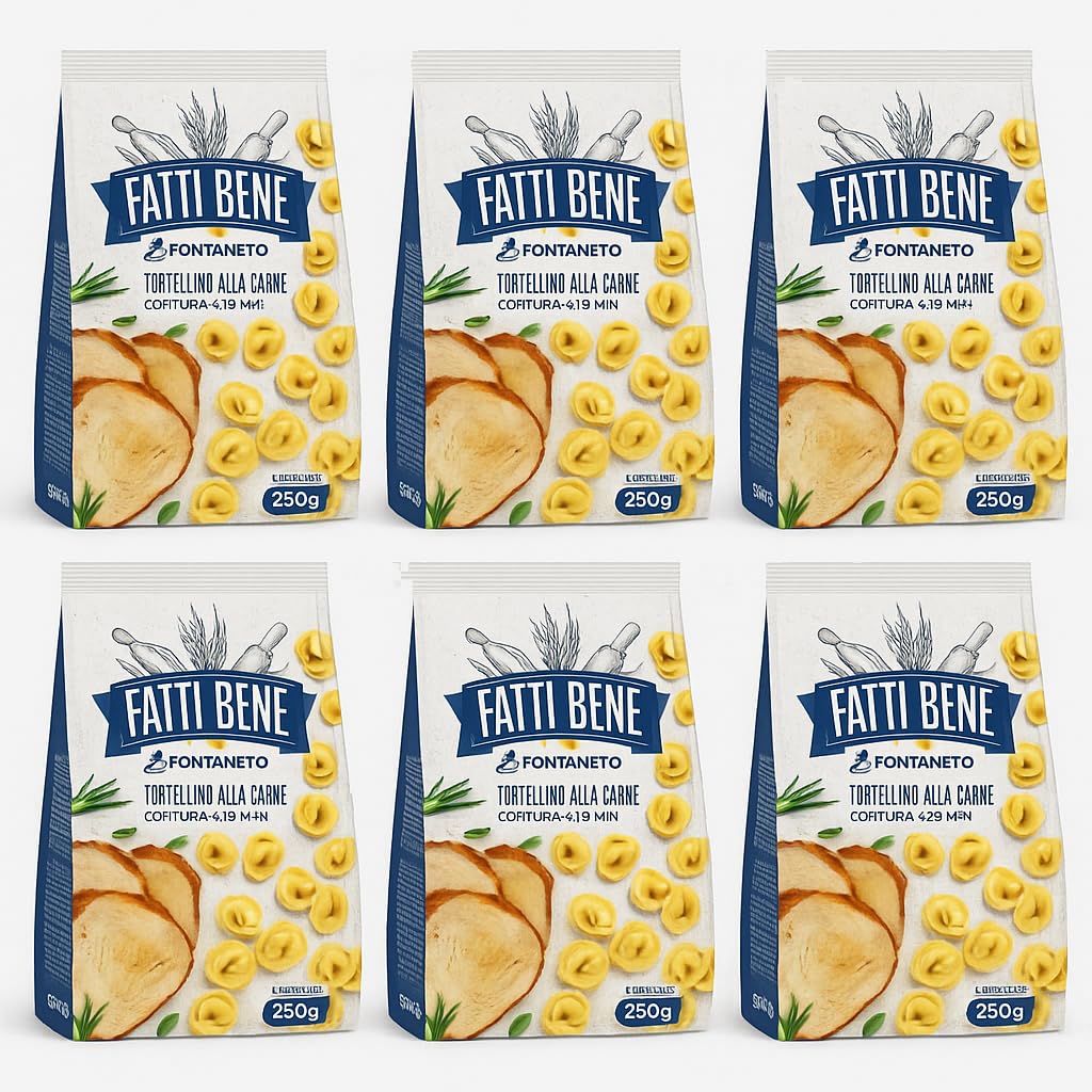 Fatti Bene Tortellini di Carne Freschi 250g – Ricetta Tradizionale – Confezione Multipack da 6 o 12 – Ideali per Primi Piatti Veloci e Genuin (6)