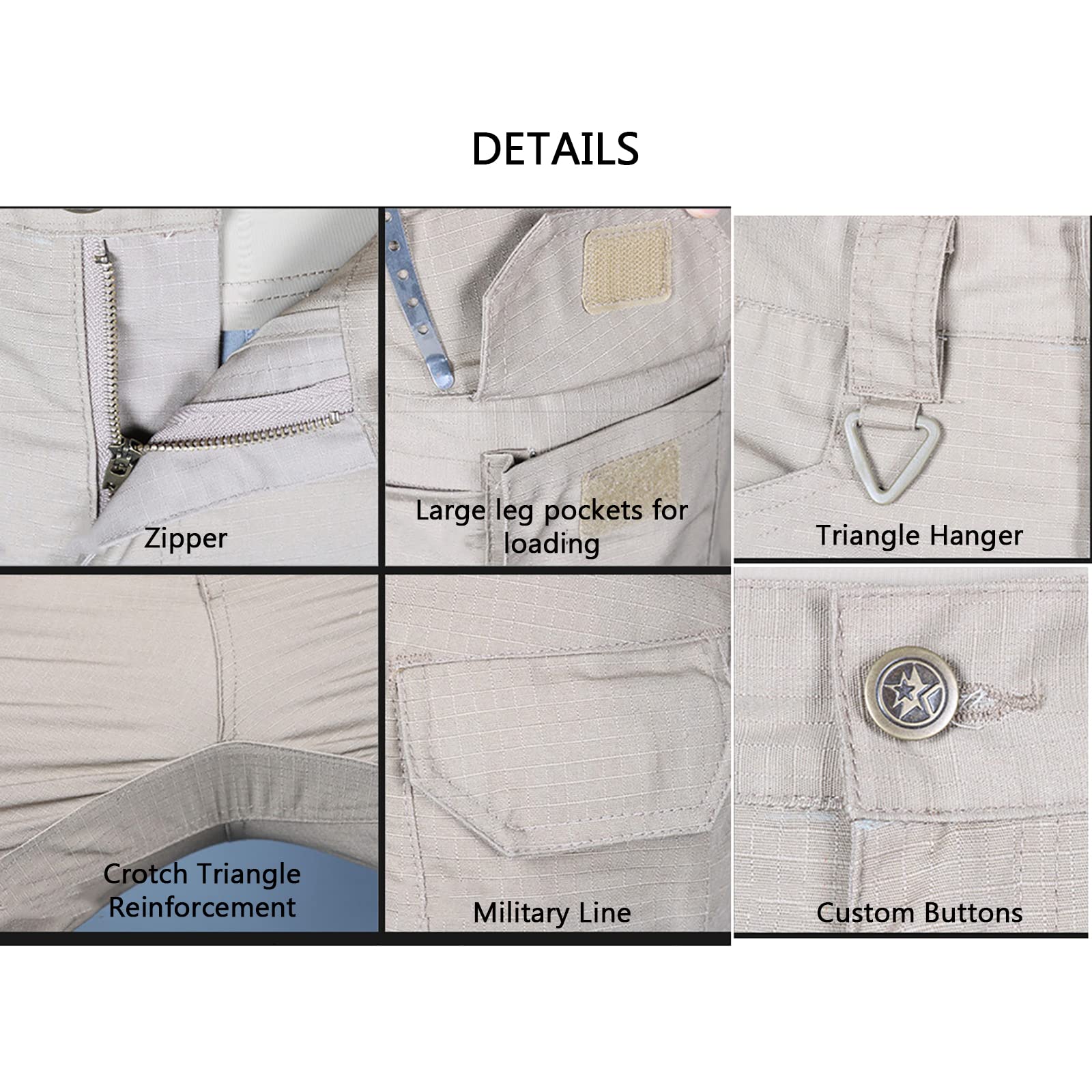 Hombres Pantalones Tácticos Combate con Multi-Bolsillo Pantalones de Carga Trabajo para Caza Senderismo Montañismo(Size:XXL,Color:Gris)