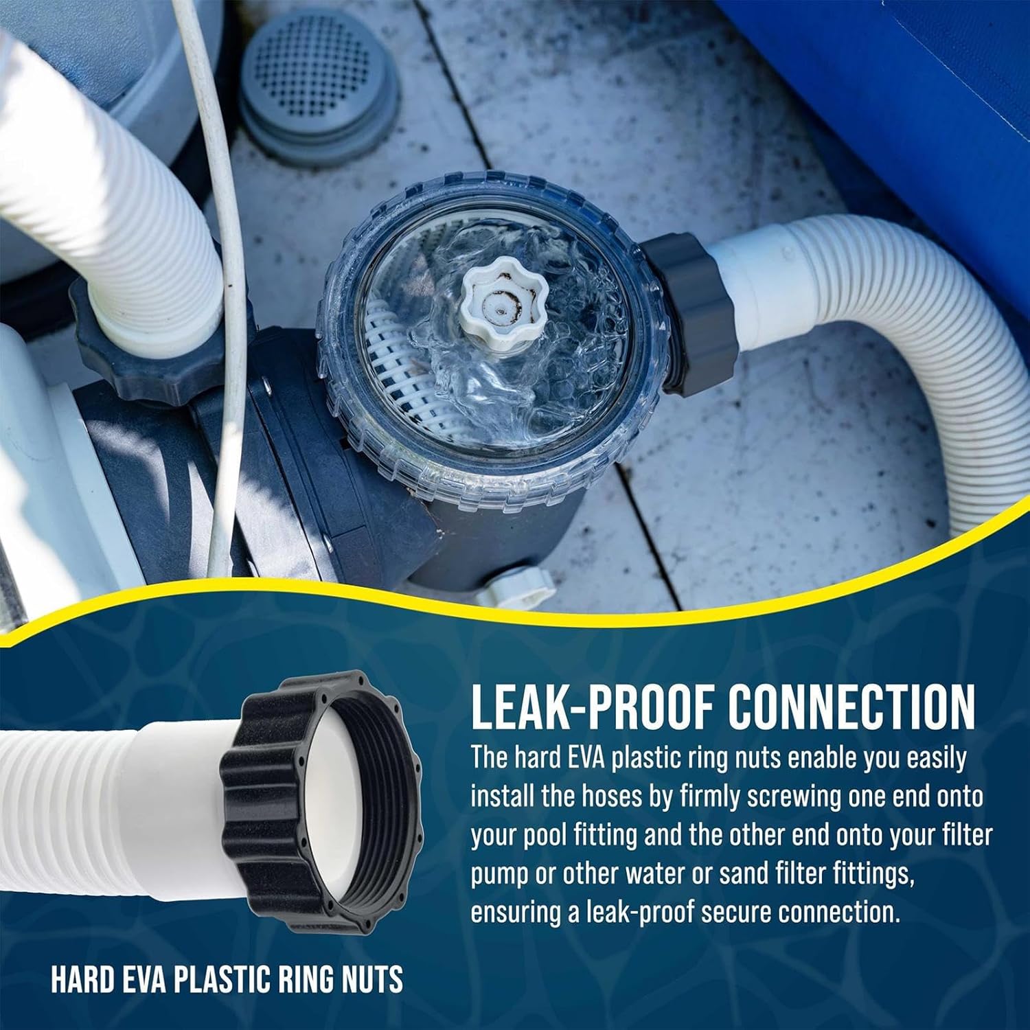 2Pcs Aboves Ground Pool Hose Replacement 1.5" Diameter 59" Long Pool Filter Pump Hose Replacement for Sand Filter Pumps & Saltwater Systems