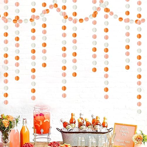 Miniatura 4 de Guirnalda de papel para decoración de fiesta de otoño beige, naranja y rosa, 39 pies, 3D de otoño, bohemio, colgante, para Acción de Gracias,