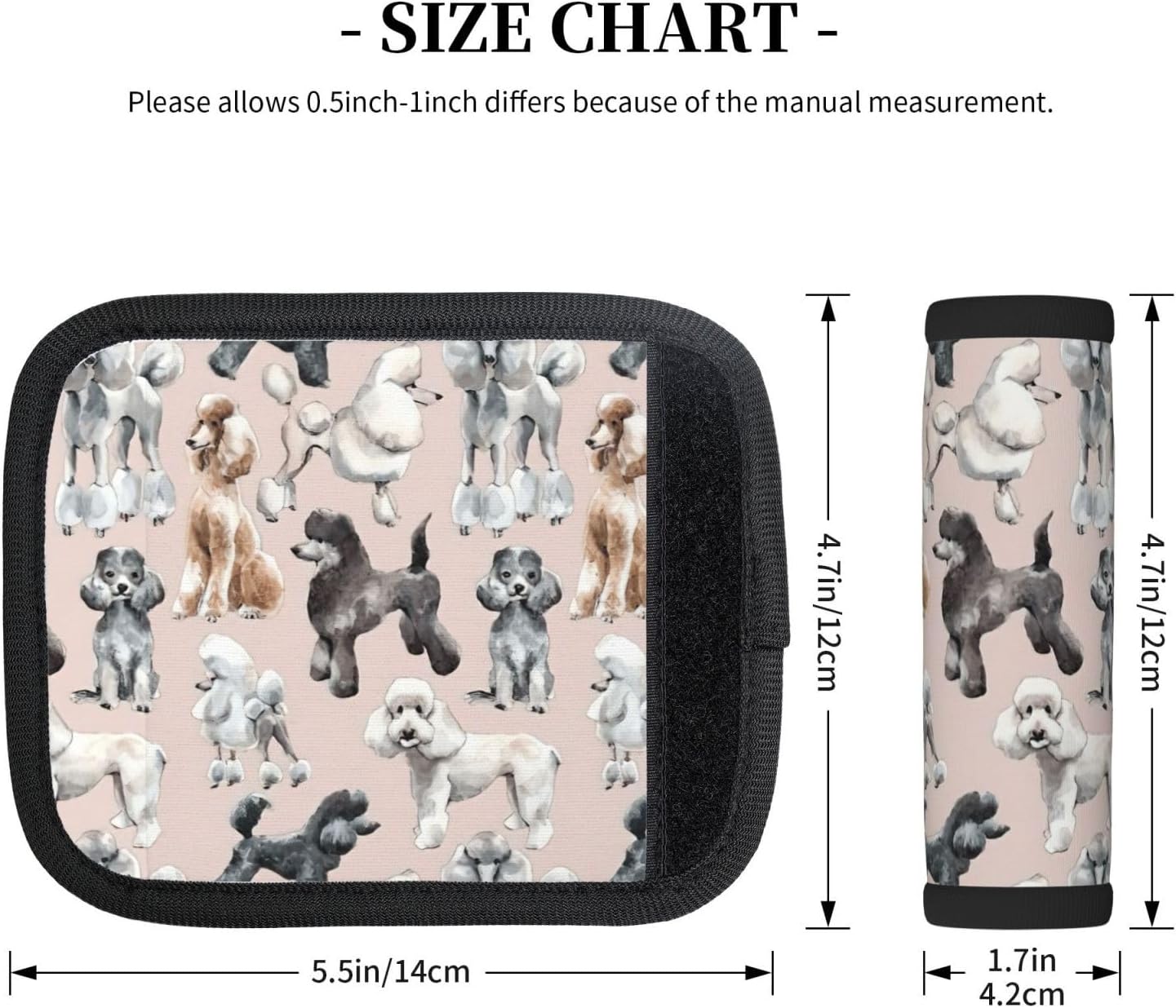 Oodles of Poodles Print Luggage Handle Wraps Luggage Identifiers Soft Neoprene Luggage Handle Wraps for Suitcase Trolley Handle Grip Cover 2 Pack Luggage Tags