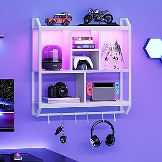 HOOBRO Gaming Floating Shelves with LED Lights, 28.7