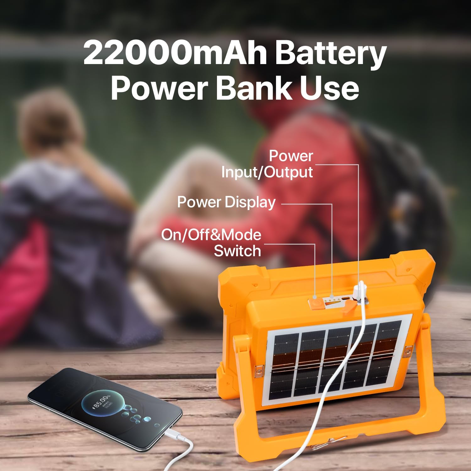 Portable LED Work Solar Light - Kifflux 300W Rechargeable LED Solar Work Light, Magnetic Worklight with IP66 Waterproof, Portable Solar Power Outdoor Working Light for Emergency Camping(2 Pack) - Image 6