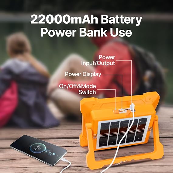 Portable LED Work Solar Light - Kifflux 300W Rechargeable LED Solar Work Light, Magnetic Worklight with IP66 Waterproof, Portable Solar Power Outdoor Working Light for Emergency Camping(2 Pack)