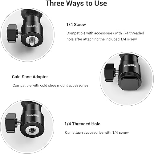 Miniatura 4 de SmallRig Soporte de zapata caliente para cámara de 14", trípode de cabeza esférica con tornillo adicional de 14", paquete de 2 piezas - 2059