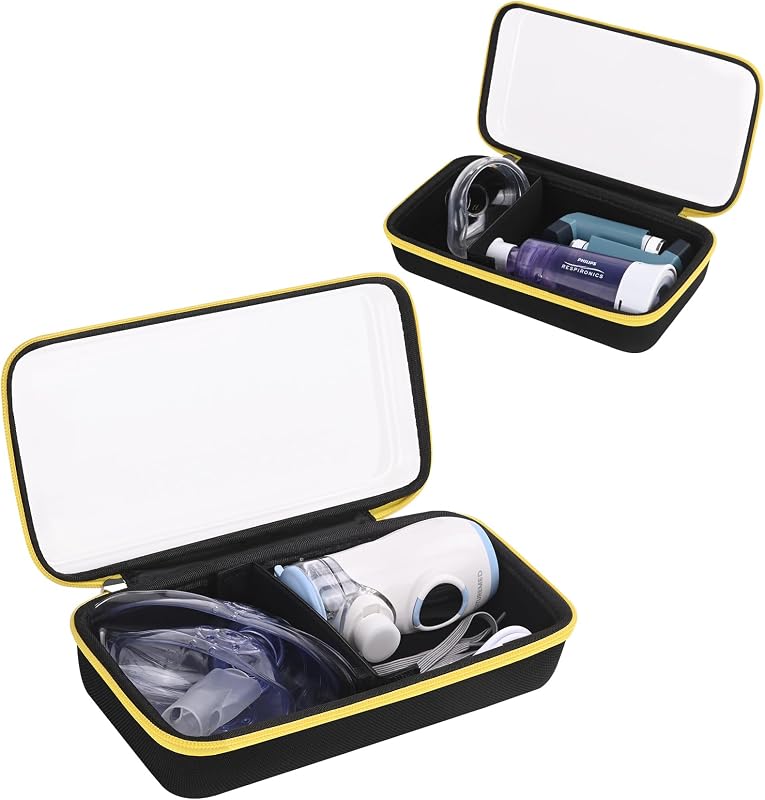 Estuche para inhalador de asma, nebulizador portátil y almacenamiento espaciador para todos los modelos de inhaladores, estuche de viaje para máscaras, soporte para inhalador (TRANSPARENTE)