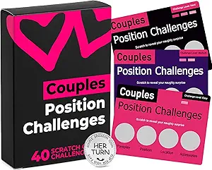 Couples Games for Adults – Position Challenges Scratch Off Cards, 40 Spicy Dares & Romantic Adventures for Couples to Build Deeper Intimacy, Fun Date Night Game, Valentines Gifts for Him & Her