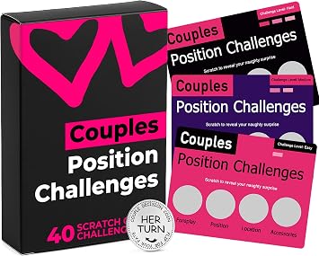 Couples Games for Adults Position Challenges Scratch Off Cards, 40 Spicy Dares & Romantic Adventures for Couples to Build Deeper Intimacy, Fun Date Night Game, Valentines Gifts for Him & Her