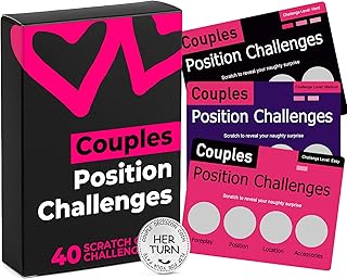 Couples Position Challenges Scratch Off Cards Games for Adults, 40 Adventures & Spicy Dares Cards for Couples to Build Deeper Intimate, Romantic Couples Card Game, Valentines Gifts for Him Her