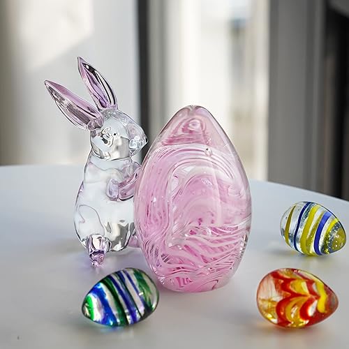 Miniatura 7 de HDCRYSTALGIFTS Figura de conejo de cristal de 3.5 pulgadas, coleccionables, decoración de conejito de Pascua, arte de cristal, pisapapeles, Pascua,