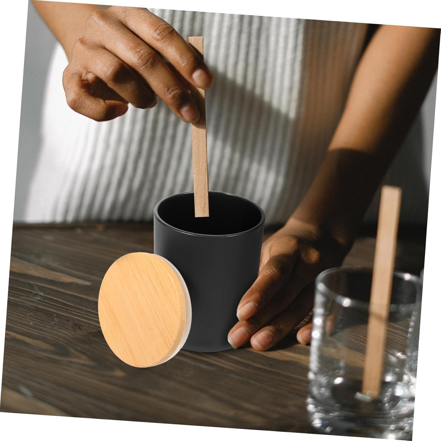 Gogogmee DIY Candles in Glass Jars 4 Sets Empty Tins Lids Home Decor Craft Supplies