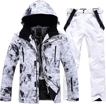 Mens Ski Suit Waterproof Snow Suits Two Piece Snowboard Jacket and Pants Set Outdoor Windproof Winter Warm Snowsuits
