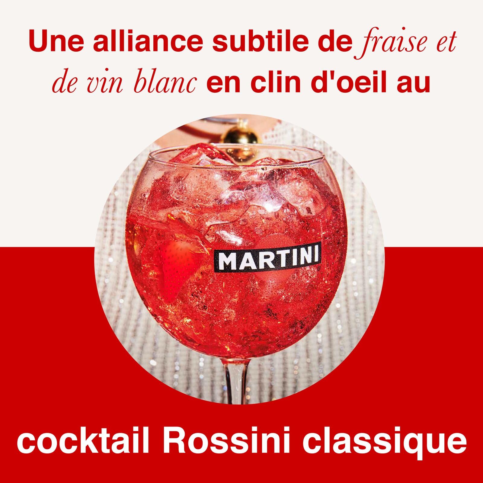 MARTINI Rossini Vin pétillant, Cocktail prêt à servir, Vin pétillant, 8% vol., 75cl / 750ml (Lot de 5)