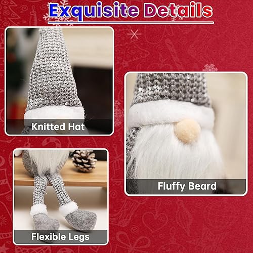 Miniatura 5 de Adornos de Navidad enanos, juguetes de peluche de gnomo, decoración de Navidad, muñeco de anciano sin rostro para interiores con patas colgantes,