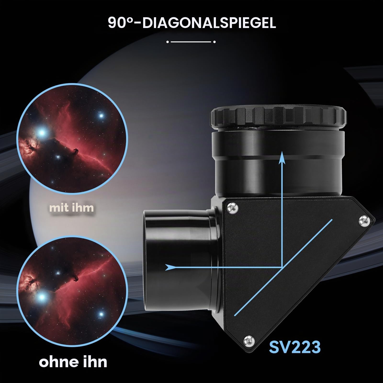 Svbony SV223 Diagonalspiegel, 2" 90° Stern Zenitspiegel mit 1,25" Adapter und Kohlefasermaterial, 99% Reflexionsvermögen, Zenitspiegel für Planetarische Deep Sky Visualisierung